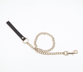 Love In Leather BDSM Chain Lead With Coloured Hardware - Gold - Collars and Leads